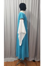 Cloakmakers.com G1143 - Turquoise Moleskin Gown  w/ White Cotton Sleeves, Rose Trim