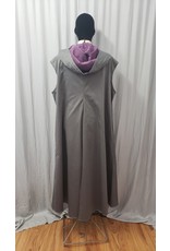 Cloakmakers.com J791 - Grey Cotton Hooded Vest w/ Pockets, Back Vent, Purple Hood Lining