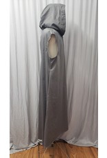 Cloakmakers.com J791 - Grey Cotton Hooded Vest w/ Pockets, Back Vent, Purple Hood Lining