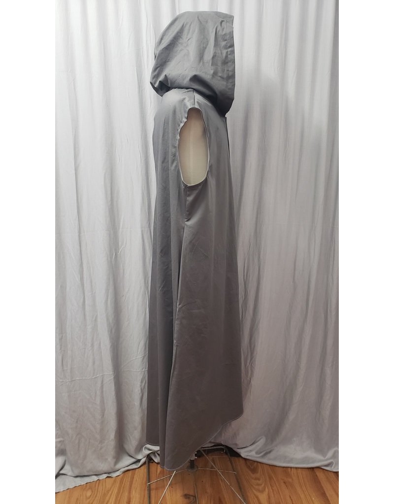 Cloakmakers.com J791 - Grey Cotton Hooded Vest w/ Pockets, Back Vent, Purple Hood Lining