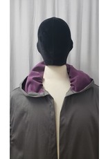 Cloakmakers.com J791 - Grey Cotton Hooded Vest w/ Pockets, Back Vent, Purple Hood Lining