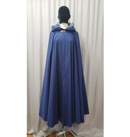 Cloakmakers.com 4901 - Dark Blue Cotton Poplin Rain Cloak, Light Blue Hood Lining