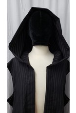 Cloakmakers.com J793 - Black and Palest Pink Pinstripe Hooded Vest w/ Pockets