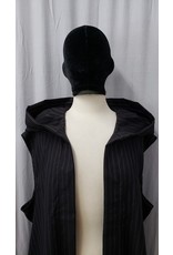 Cloakmakers.com J793 - Black and Palest Pink Pinstripe Hooded Vest w/ Pockets