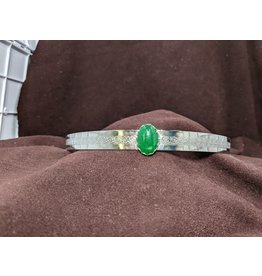 Cloak and Dagger Creations Hermia Circlet - Green Agate on Medium Silver Band