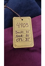 Cloakmakers.com 4903 - Garnet Red Wool Ruana w/ Pockets, Navy Blue Corduroy Hood Lining