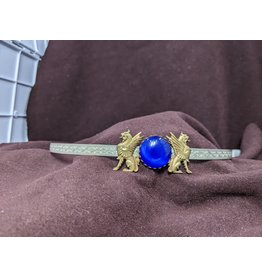 Cloak and Dagger Creations Noble Circlet - Blue Round Stone brass gryphons, silvertone