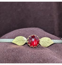Cloakmakers.com Demeter Circlet - Round Red Stone, Serrated Leaves on Narrow Band