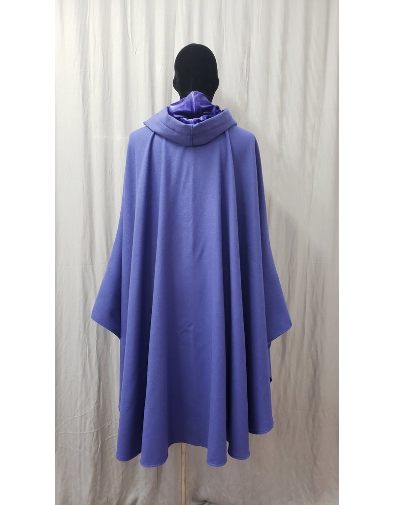 Cloakmakers.com 4906 - Periwinkle Blue Woolen Ruana, Cerulean Hood Lining