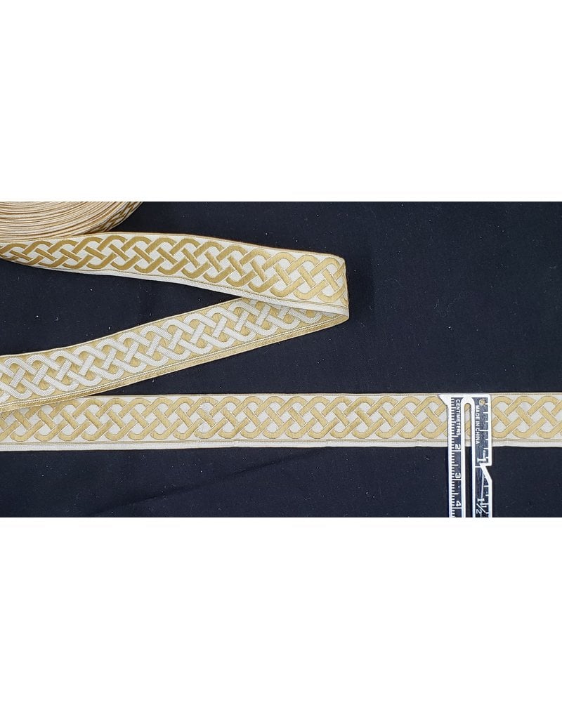 Cloakmakers.com 3 Strand Celtic Braid Trim, Tan on Natural - Medium