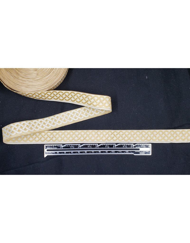 Cloakmakers.com 3 Strand Celtic Braid Trim, Tan on Natural - Medium