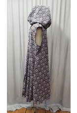 Cloakmakers.com J798 - Black and Lilac Stretch Damask Hooded Vest w/ Pockets, Back Vent