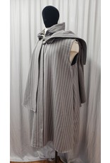 Cloakmakers.com 4908- Grey & Brown Striped Inverness Cloak w/ 4 Pockets, Button Closure