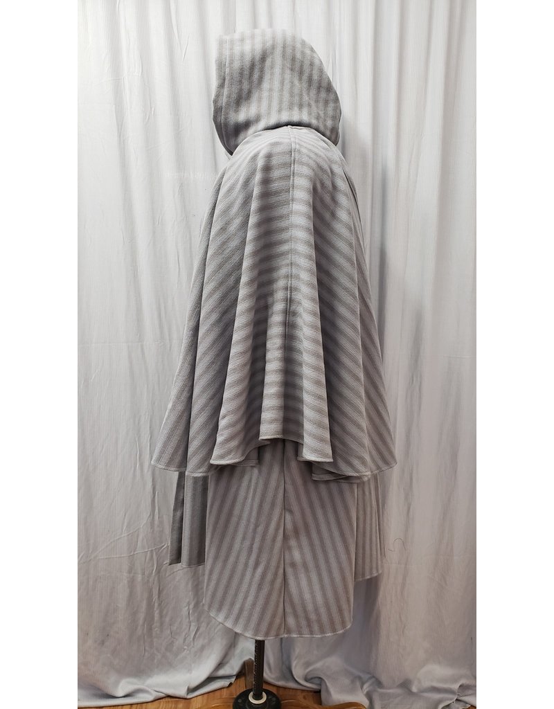 Cloakmakers.com 4908- Grey & Brown Striped Inverness Cloak w/ 4 Pockets, Button Closure