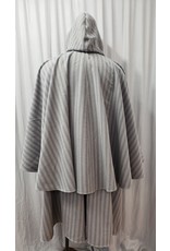 Cloakmakers.com 4908- Grey & Brown Striped Inverness Cloak w/ 4 Pockets, Button Closure