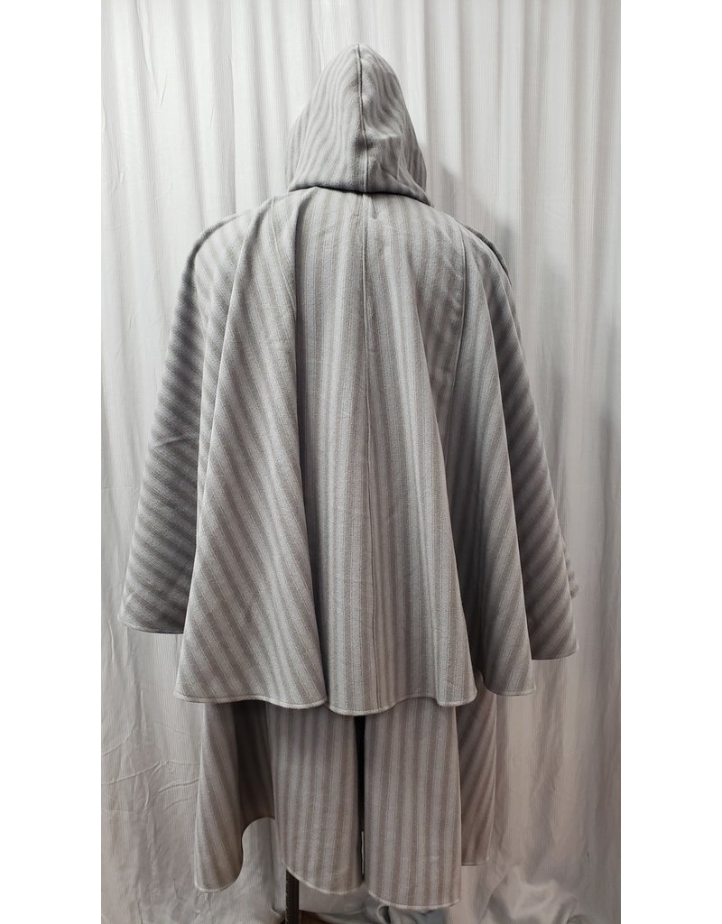 Cloakmakers.com 4908- Grey & Brown Striped Inverness Cloak w/ 4 Pockets, Button Closure