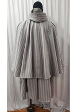 Cloakmakers.com 4908- Grey & Brown Striped Inverness Cloak w/ 4 Pockets, Button Closure