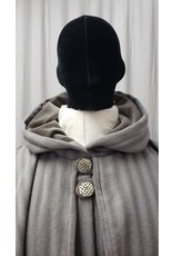 Cloakmakers.com 4908- Grey & Brown Striped Inverness Cloak w/ 4 Pockets, Button Closure