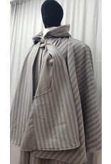 Cloakmakers.com 4908- Grey & Brown Striped Inverness Cloak w/ 4 Pockets, Button Closure