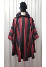 Cloakmakers.com 4529 - Striped Woolen Ruana, Purple Hood Lining