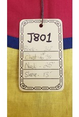 Cloakmakers.com J801 - Yellow Short-Sleeved Linen Tunic w/ Knotwork Dragons on Red Yoke