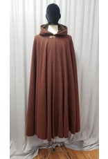 Cloakmakers.com 4928 - Red and Grey Full Circle Wool Cloak, Brown Hood Lining
