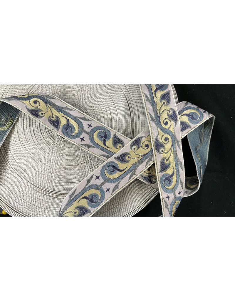 Cloakmakers.com Elven Faerie Trim - Greys and Yellow on Pink