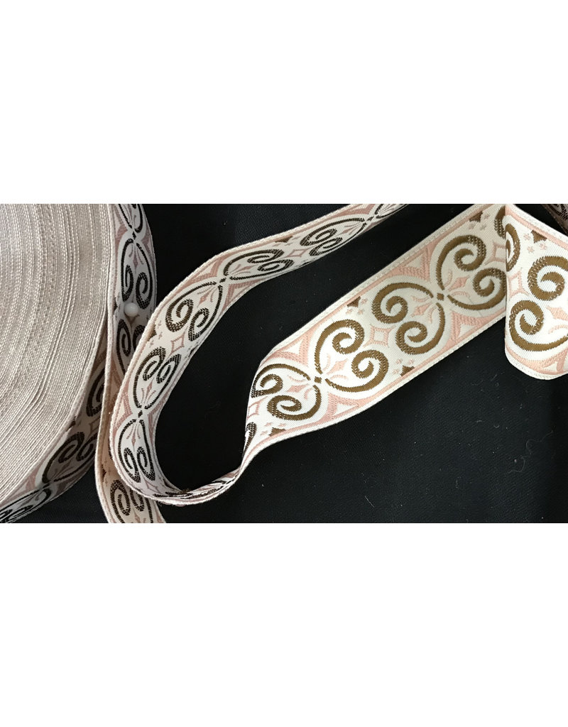 Cloakmakers.com Pictish Double Spirals - Pink and Brown - Garment Trim