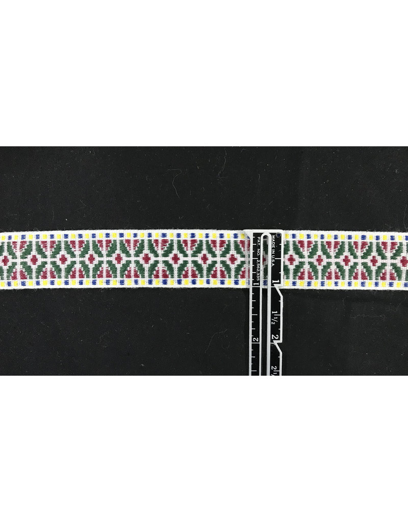 Cloakmakers.com Early Period Woven Trim - Burgundy and Green on White Cross