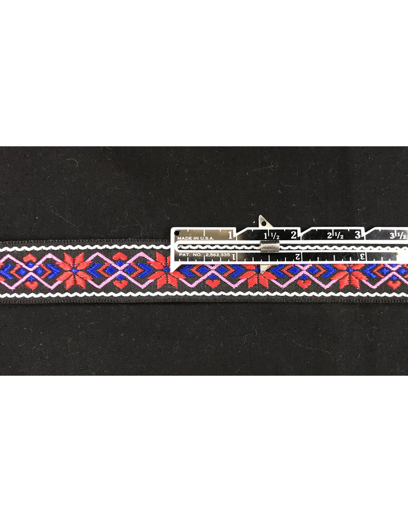 Cloakmakers.com Norse-Style Floral Trim - Red, Pink, and Blue on Black