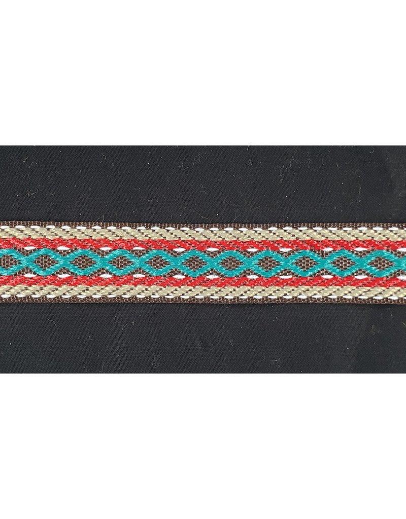 Cloakmakers.com Early Period Woven Trim - Turquoise Diamonds on Brown