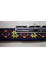 Cloakmakers.com Norse-Style Floral Trim - Yellow, Red, and Blue on Black w/ Blue Border