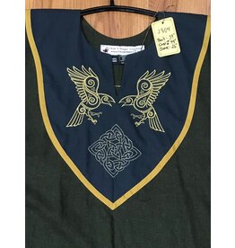 Cloakmakers.com J804 - Forest Green Long Sleeve Linen Tunic w/ Raven Embroidery on Black Yoke