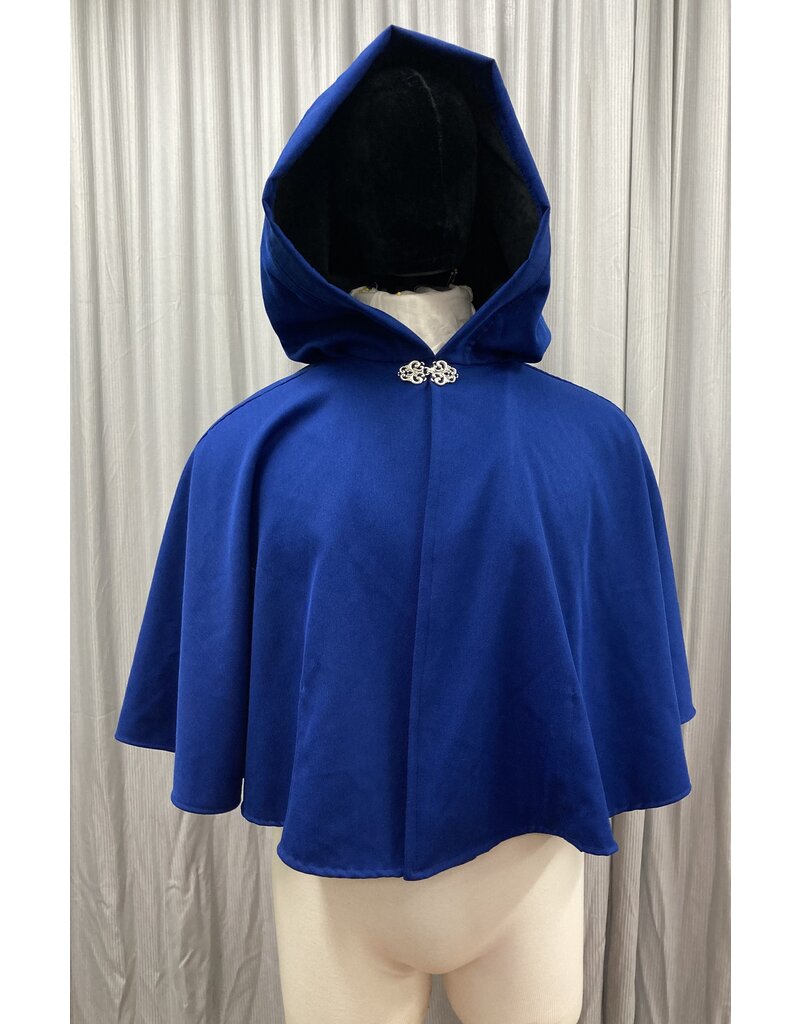 Cloakmakers.com 4963 - Blue Gabardine Cloak, Pockets, Black Moleskin Hood Lining