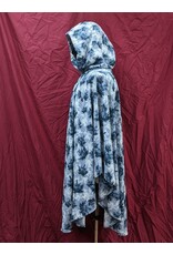 Cloakmakers.com 4964 - Blue Leaf Print Commuter Cloak, Grey Hood Lining, Easy Care
