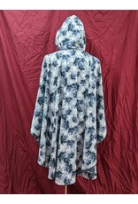 Cloakmakers.com 4964 - Blue Leaf Print Commuter Cloak, Grey Hood Lining, Easy Care