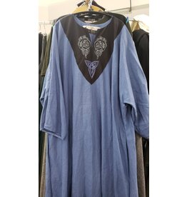 J774 - Dark Blue Short Sleeve Tunic w/Celtic Horse and Round Knot