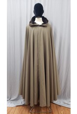 Cloakmakers.com 4990 - Taupe Full Circle Polyester Gabardine Cloak, Brown Hood Lining
