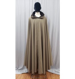 Cloakmakers.com 4990 - Taupe Full Circle Polyester Gabardine Cloak, Brown Hood Lining