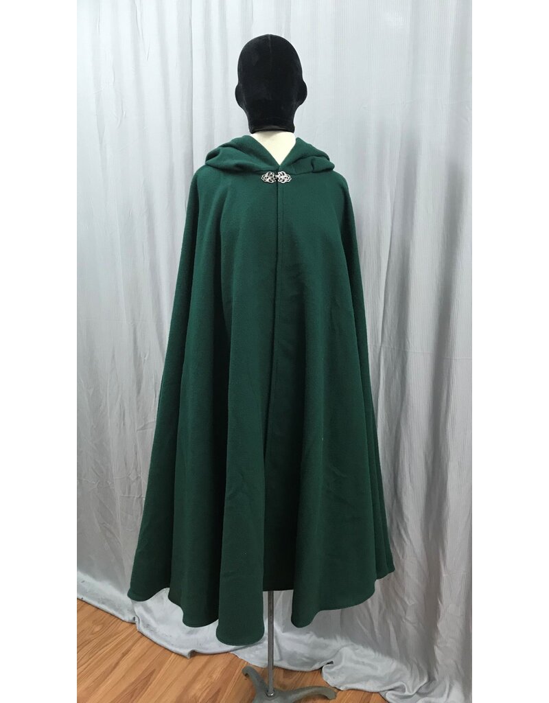 Cloak and Dagger Creations 4994 - Washable Green Wool Cloak, Green Hood Lining, Pockets
