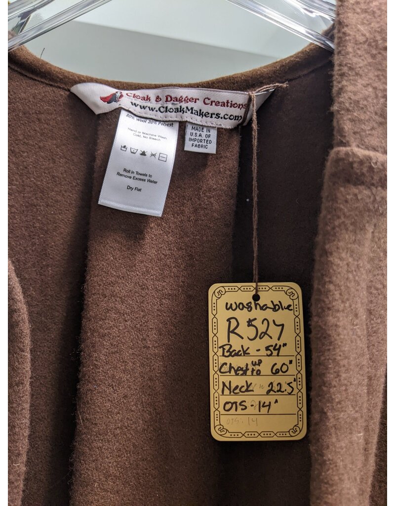 Cloakmakers.com R527 - Washable Extra Large Brown Jedi Vest w/Pockets