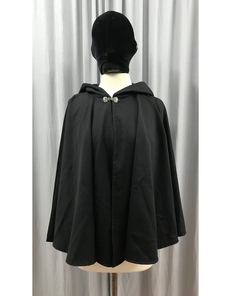 Cloakmakers.com 5006 - Short Black Cloak w/ Dragon Leaf Embroidery, Pockets