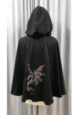 Cloakmakers.com 5006 - Short Black Cloak w/ Dragon Leaf Embroidery, Pockets