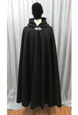 Cloakmakers.com 5017 - Black Cloak w/ Black Velvet Hood Lining, Gondor Clasp