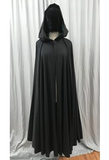 Cloakmakers.com 5001 - Long Black Washable Woolen Cloak w/ Antler & Leaf Embroidery, Green Hood Lining