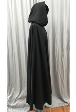Cloakmakers.com 5001 - Long Black Washable Woolen Cloak w/ Antler & Leaf Embroidery, Green Hood Lining