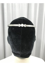 Cloakmakers.com Triple Goddess White Moonstone with Crescents on Silvertone Plated Geometric Scroll Band - Circlet