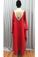 Cloakmakers.com G1165 Red Linen Gown w/ Dropped Sleeves, Tree of Life, Triquertra Cat Embroidery