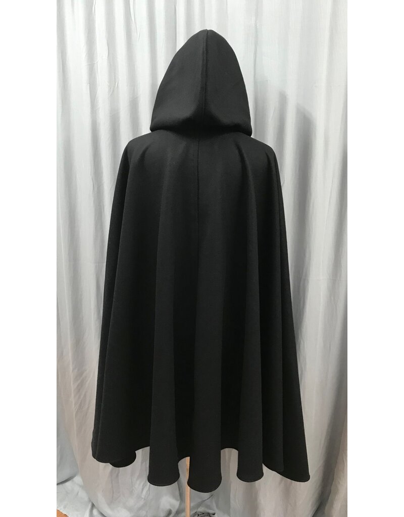 Cloakmakers.com 5020 - Black Cloak w/ Black Velvet Hood Lining, Gondor Clasp
