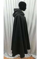 Cloakmakers.com 5020 - Black Cloak w/ Black Velvet Hood Lining, Gondor Clasp